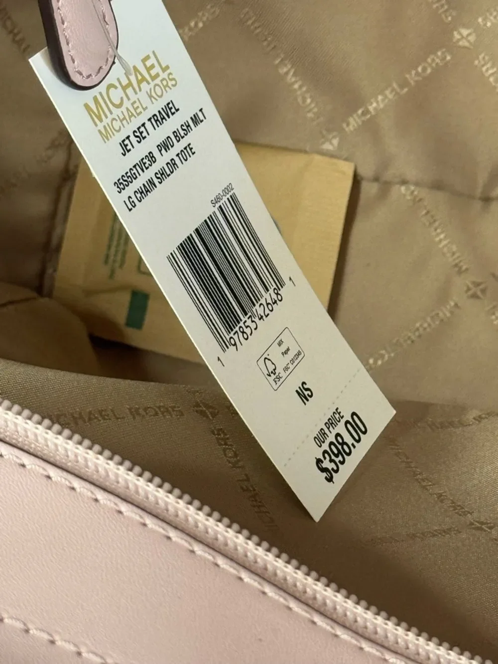 Michael Kors Jet Set Travel Large Shoulder Tote in Powder Blush Multi